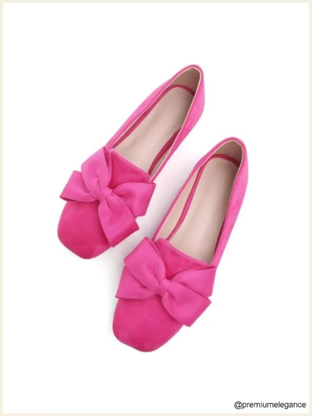 Faux Suede Square Toe Ballet Flats with Bow Latex Insole